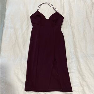 Fashion Nova Deep Burgundy Backless Dress